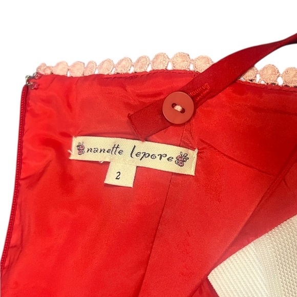 🌺 Nanette Lepore Red Floral Embroidered‎ Mini Dress Women’s 2 - Picture 6 of 6